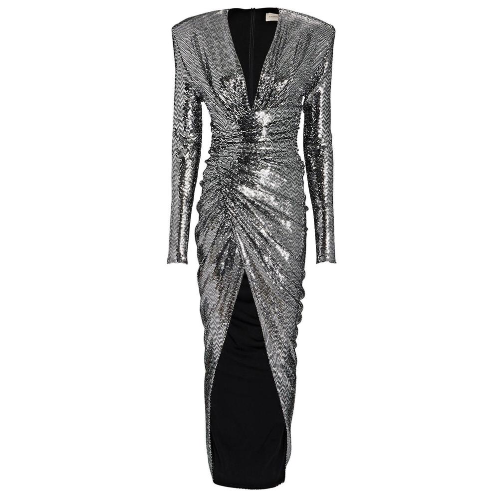 Alexandre Vauthier - Ruched Silver Sequined Gown - FR 34